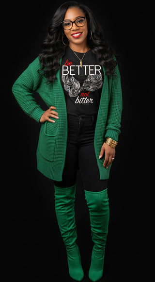 THE NYCHOLE ELLE-THE OPEN WAFFLE CARDIGAN K. GREEN