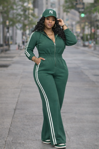 NYCHOLE ELLE- Varsity Luxe Jumpsuit Green