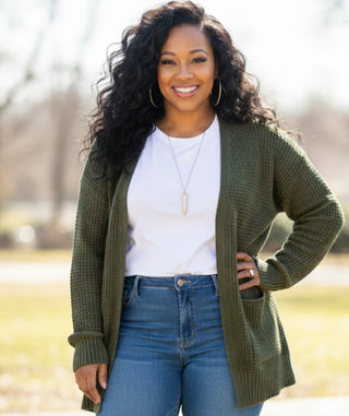 THE NYCHOLE ELLE-THE OLIVE DREAM CARDIGAN